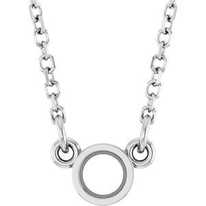 14K White 3 mm Round Bezel-Set Solitaire 18" Necklace Mounting