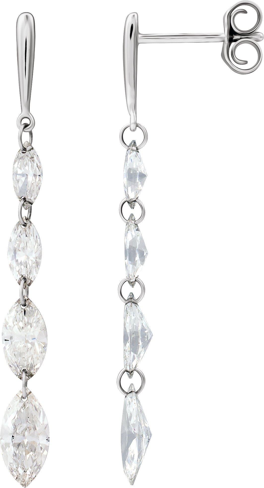 14K White Gold 1 1/2 CTW Lab-Grown Diamond Drilled Diamond Earrings