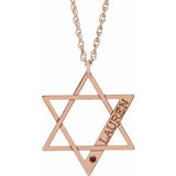 14K Rose Personalized Imitation Mozambique Garnet Star of David 18" Necklace