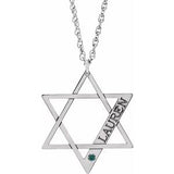 10K White Personalized Imitation Alexandrite Star of David 18" Necklace