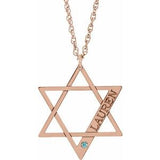 14K Rose Personalized Imitation Zircon Star of David 18" Necklace