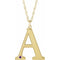 14K Yellow Engravable Imitation Amethyst Initial A 18