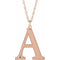 14K Rose Engravable Imitation Aquamarine Initial A 18