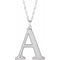 Rhodium-Plated Sterling Silver Engravable Imitation Diamond Initial A 18