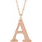 14K Rose Gold-Plated Sterling Silver Engravable Imitation Peridot Initial A 18