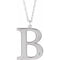 Rhodium-Plated Sterling Silver Engravable Imitation Diamond Initial B 18