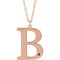 14K Rose Gold-Plated Sterling Silver Engravable Imitation Ruby Initial B 18