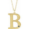 14K Yellow Gold-Plated Sterling Silver Engravable Imitation Blue Sapphire Initial B 18