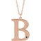 14K Rose Engravable Imitation Blue Sapphire Initial B 18