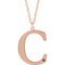 14K Rose Gold-Plated Sterling Silver Engravable Imitation Amethyst Initial C 18