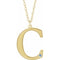 14K Yellow Engravable Imitation Aquamarine Initial C 18