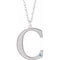 14K White Engravable Imitation Aquamarine Initial C 18