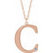 14K Rose Engravable Imitation Aquamarine Initial C 18