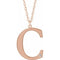 14K Rose Gold-Plated Sterling Silver Engravable Imitation Diamond Initial C 18