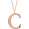 14K Rose Engravable Imitation Peridot Initial C 18