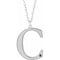 Rhodium-Plated Sterling Silver Engravable Imitation Peridot Initial C 18
