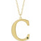 14K Yellow Engravable Imitation Peridot Initial C 18