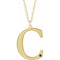 14K Yellow Engravable Imitation Blue Sapphire Initial C 18
