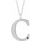 Rhodium-Plated Sterling Silver Engravable Imitation Blue Sapphire Initial C 18