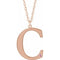 14K Rose Engravable Imitation Pink Tourmaline Initial C 18