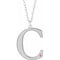 14K White Engravable Imitation Pink Tourmaline Initial C 18