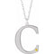 14K White Engravable Imitation Citrine Initial C 18