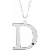 10K White Engravable Imitation Alexandrite Initial D 18" Necklace