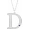 14K White Engravable Imitation Alexandrite Initial D 18