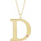 14K Yellow Engravable Imitation Pink Tourmaline Initial D 18