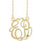 14K Yellow Gold-Plated Sterling Silver 20 mm 2-Initials Imitation Aquamarine Script Monogram 18