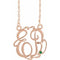 14K Rose 20 mm 2-Initials Imitation Emerald Script Monogram 18