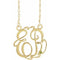 14K Yellow Gold-Plated Sterling Silver 20 mm 2-Initials Imitation Peridot Script Monogram 18