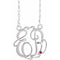 Rhodium-Plated Sterling Silver 20 mm 2-Initials Imitation Ruby Script Monogram 18