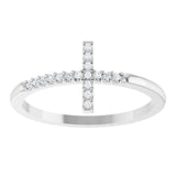 14K White Gold .07 CTW Natural Diamond Sideways Cross Ring
