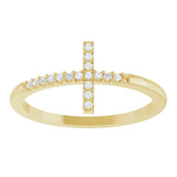 14K Yellow Gold .07 CTW Natural Diamond Sideways Cross Ring