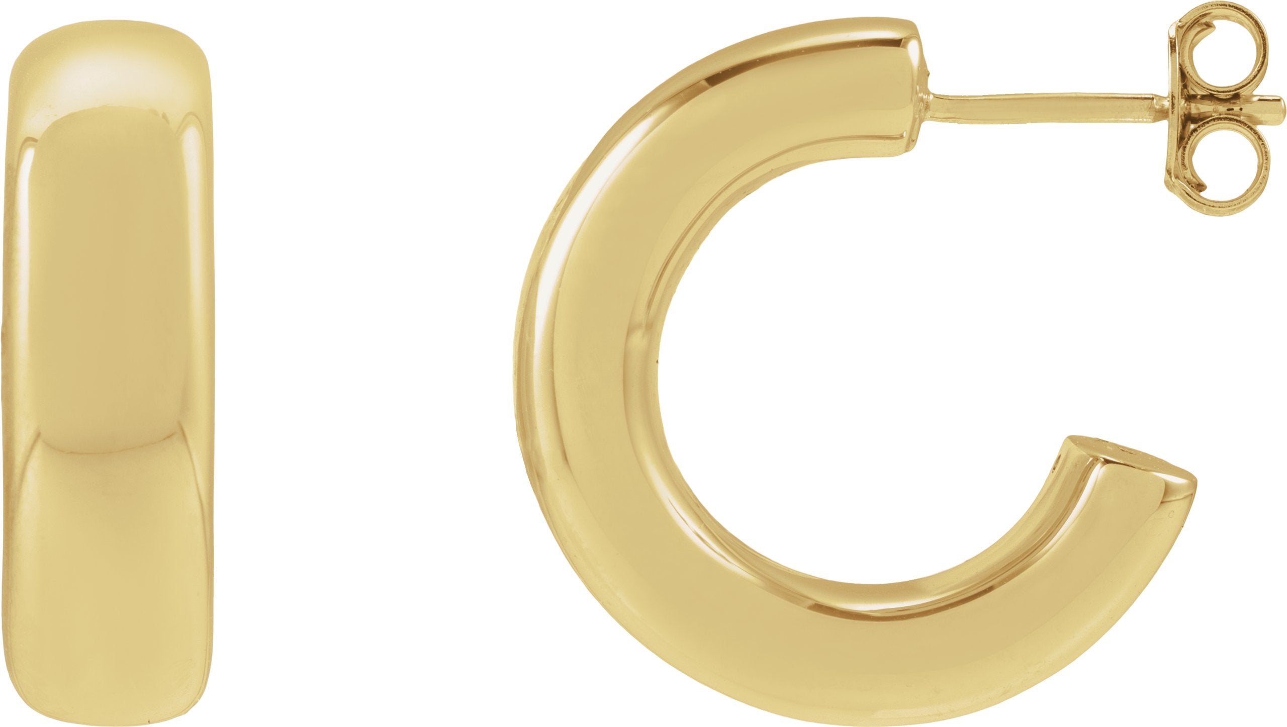 14K Yellow Gold Electroform Puffed 20 mm Hoop Earrings