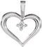 14K White Gold .02 CT Natural Diamond Heart Pendant