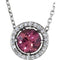 Sterling Silver Imitation Pink Tourmaline & .05 CTW Natural Diamond Halo-Style 16