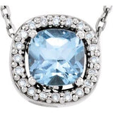 14K White Natural Sky Blue Topaz & .04 CTW Natural Diamond 16" Necklace