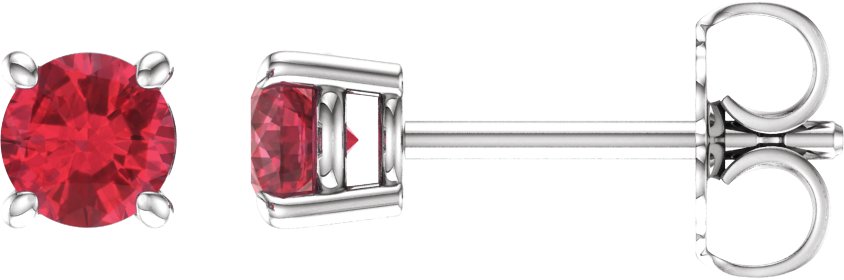 14K White Gold 4 mm Lab-Grown Ruby Earrings