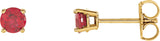 14K Yellow Gold 4 mm Lab-Grown Ruby Earrings