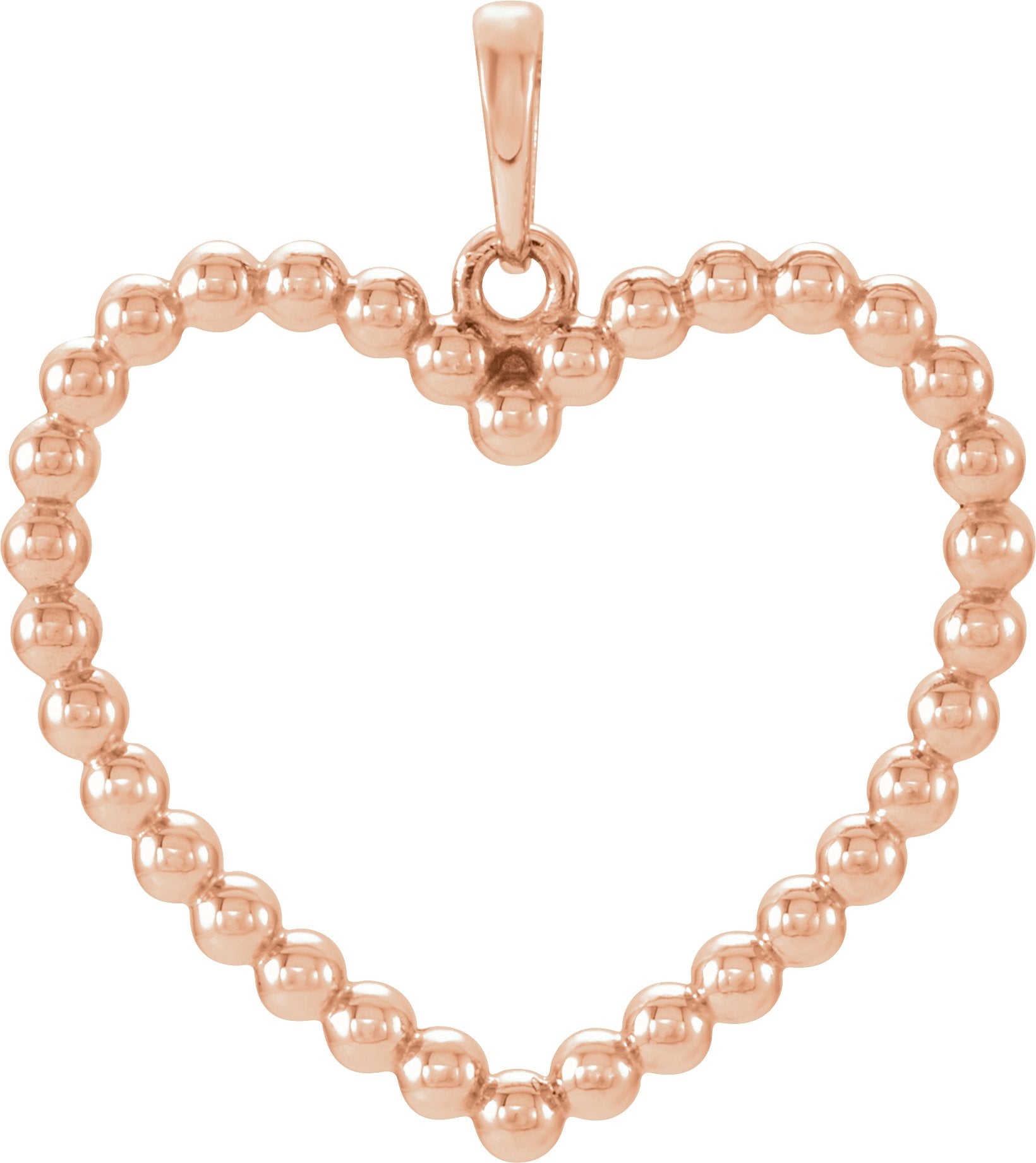 14K Rose Gold Beaded Heart Pendant