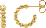 14K Yellow Gold Beaded 12 mm Hoop Earrings