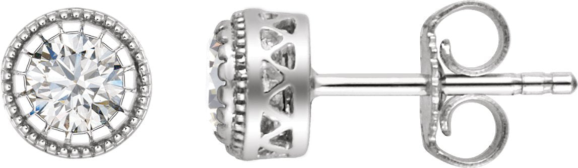 14K White Gold Natural White Sapphire Stud Earrings