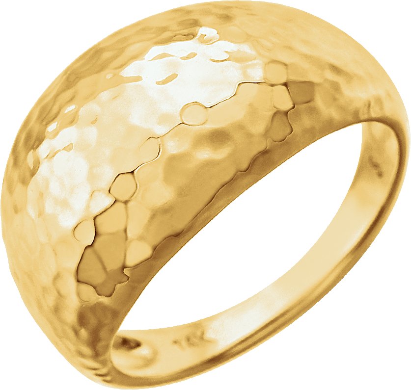 14K Yellow Gold 12 mm Hammered Dome Ring