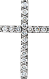 14K White Gold 1/2 CTW Natural Diamond Petite Cross Pendant