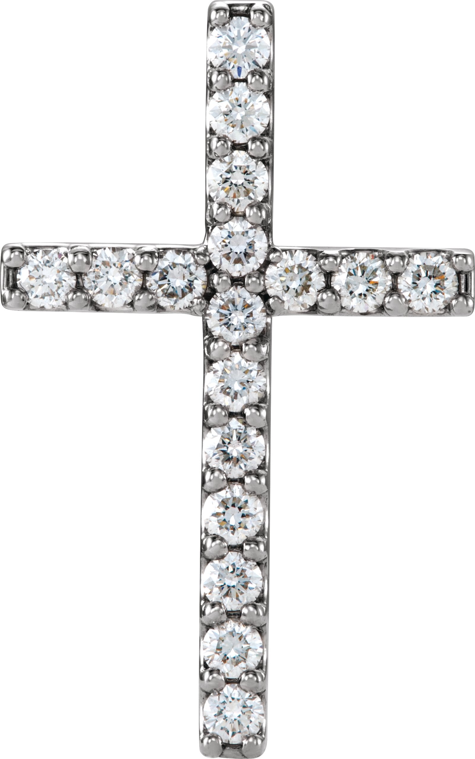 14K White Gold 1/2 CTW Natural Diamond Petite Cross Pendant
