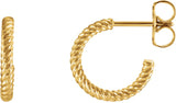 14K Yellow Gold Rope 12 mm Hoop Earrings