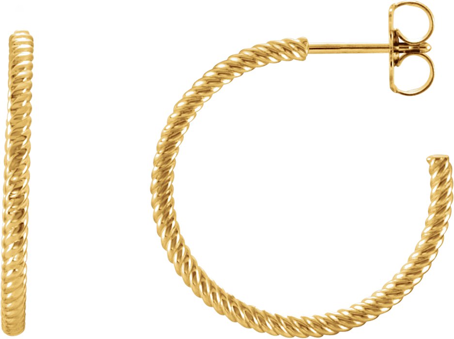 14K Yellow Gold Rope 21 mm Hoop Earrings