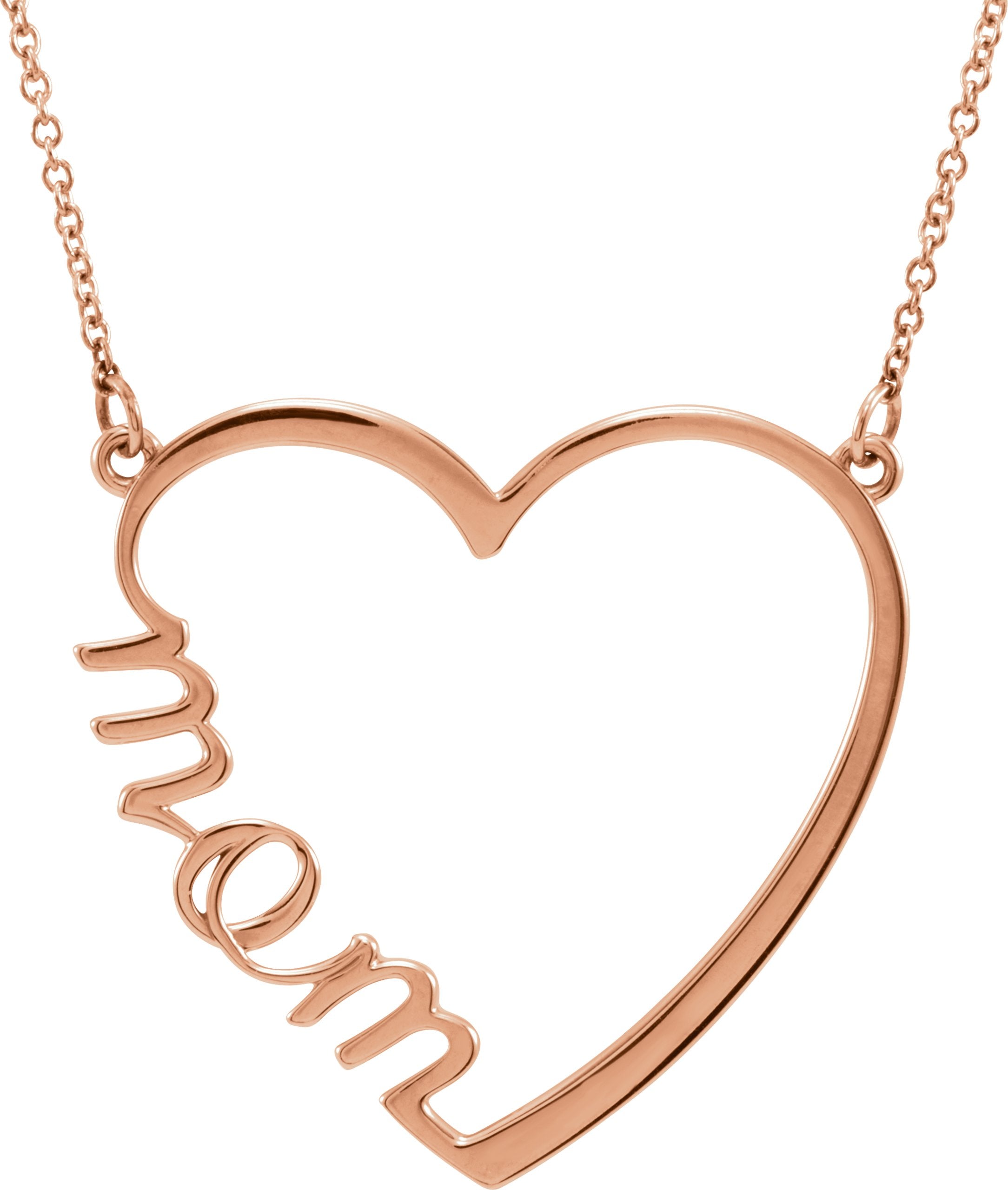 14K Rose Gold "Mom" Heart 17" Necklace